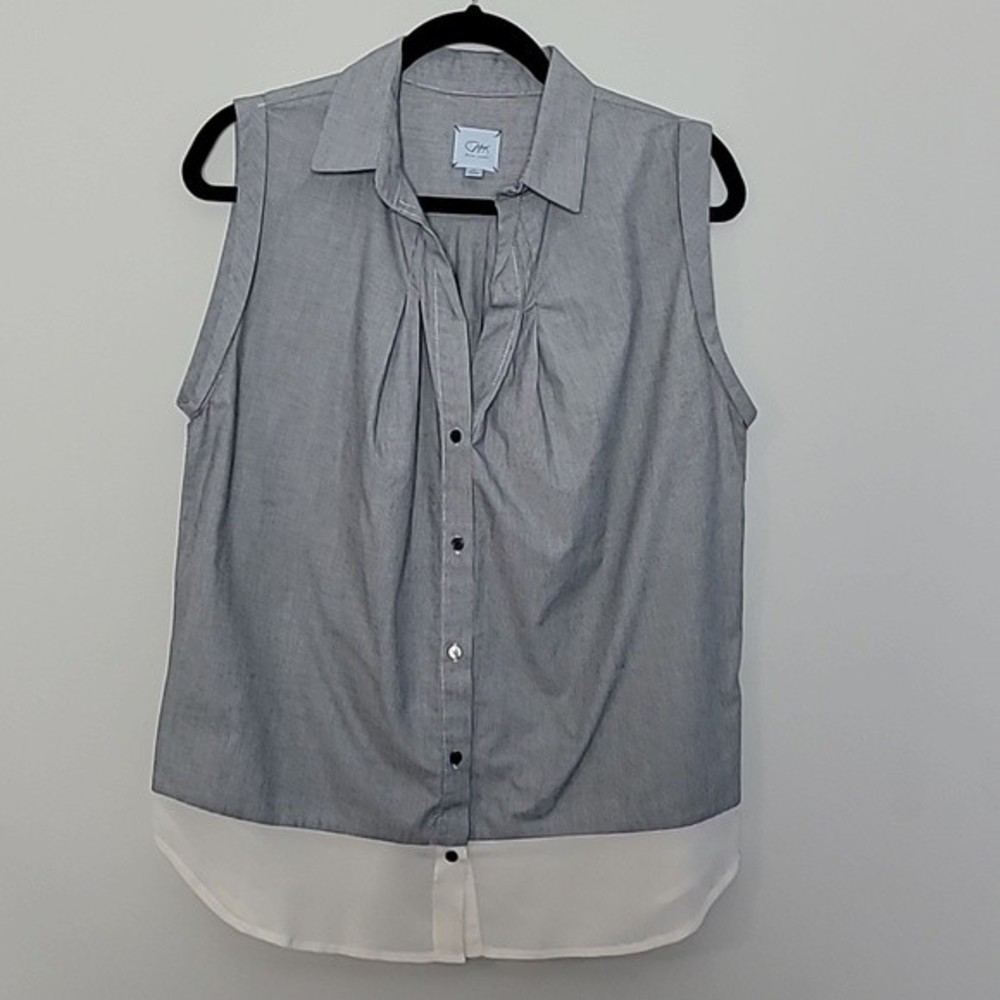 Blue Label Sleeveless Top Sz M Breathable Quiet Luxury Preppy Coastal Beachy